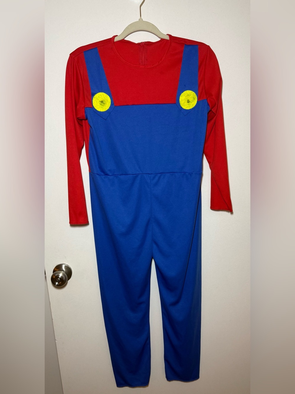 Super Mario Inspired Red Blue One Piece Kids Costume Stretch Jumpsuit Size XL